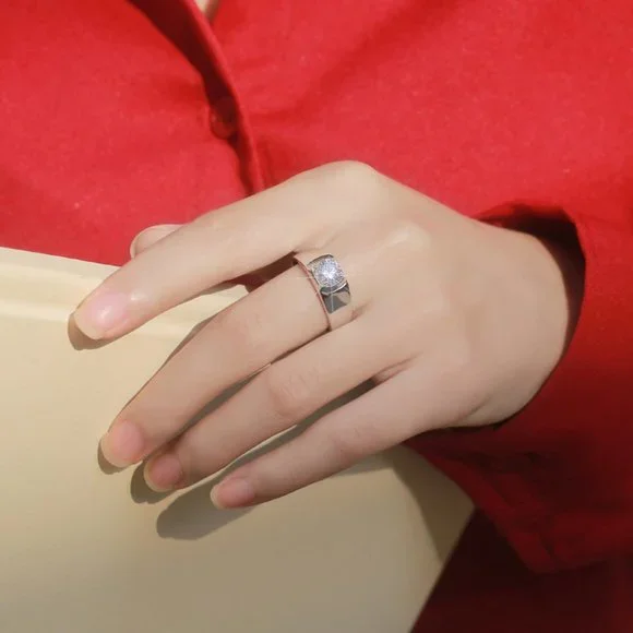 Certified 2ct. t.w. Moissanite Diamond Square Halo Wedding Engagement Ring NEW - Picture 10 of 15